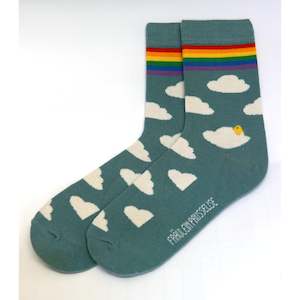 Organic Crew Socks - Rainbow Clouds