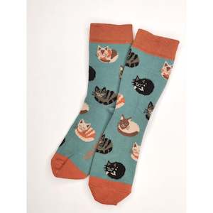 Organic Crew Socks - Cat Gang