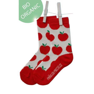 Organic Crew Socks - Apples (Red)
