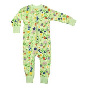 Tai Tapu School Fair: Happy Flower Patina Green Zip Suit