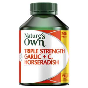 Fight Virus Collection: Nature's Own Triple Strength Garlic + C, Horseradish 200 Tablets