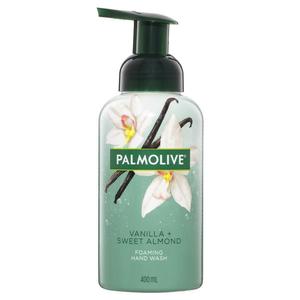 Sanitiser Disinfectant: palmolive foaming liquid hand wash soap vanilla & sweet almond 400ml