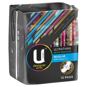 Feminine Hygiene: u by kotex pads ultrathins designs 12 regular wings
