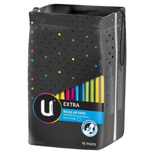 u by kotex regular wing maxi pads 16