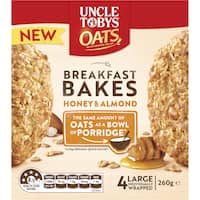 Pantry: uncle tobys breakfast bakes cereal bars honey roasted almond 260g 4pk