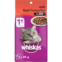 Whiskas Cat Food Collection: whiskas wet cat food with beef favourites in jelly 4pk