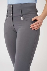 Horze: Horze Tara Women's High Waist Full Seat Breeches - Smokey Pearl Grey