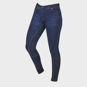 Jodhpurs Riding Tights Breeches: Dublin Shona Full Suede Seat Demim Breeches - Blue
