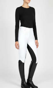 Horse Riding Clothing Show Apparel: BARE Sculpt Hybrid Riding Breeches - White/Black Seat