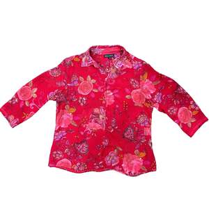 Rewind Collection: Red Floral Blouse - Size 10
