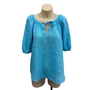 Tops: Blue Linen Top - Size 8