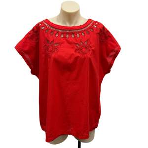 Tops: Red Cotton Tee - Size L