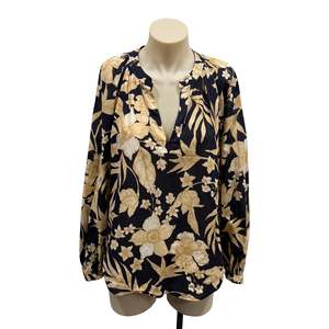 Womens Clothing: Floral Cotton Blouse - Size 10