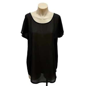 Tops: Sheer Black Tee - Size 8
