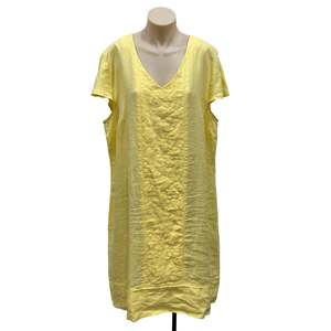 Dresses: Yellow Linen Dress - Size 18