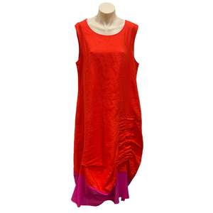 Dresses: Orange Linen Dress - Size 14