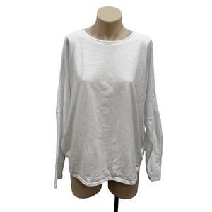 Tops: White Cotton Long Sleeve- Size 12