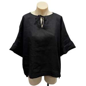 Black Linen Tee - Size M