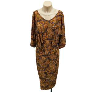 Dresses: Mustard Wrap Dress - Size 14