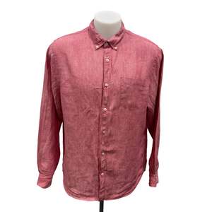 Mens Clothing: Red Linen Shirt - Size XL