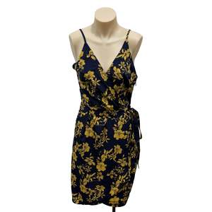 Navy & Yellow Floral Dress - Size 8