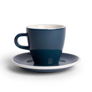 Acme Classic Range Tulip Long Black Cup & Saucer Whale Blue