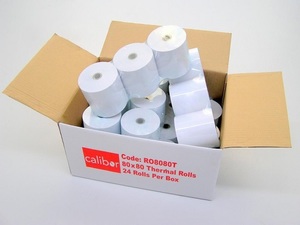 X 1 Box Receipt/Docket Printer – Calibor thermal paper 80×80 24 Rolls/Box