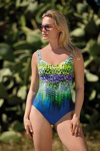 C Cup: Green Leopard V Neck 1Pce