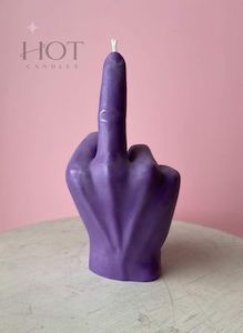 HOT Candles: Giving Finger Purple Large Middle Finger Candle