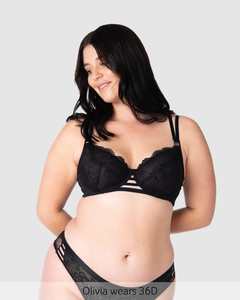 Magnetic Clips Nursing Bra: True Luxe Plunge Nursing Bra - Black