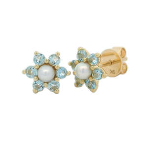 Coloured Stone Earrings: Flower Studs