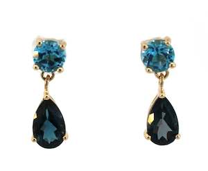 Coloured Stone Earrings: Round and Pear Drop Earrings