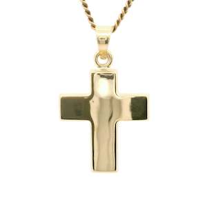 Gold Pendants: Plain Polished Flat Cross Pendant