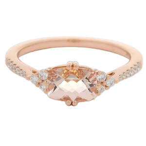 Coloured Stone Rings 1: Cushion Morganite and Diamond Ring