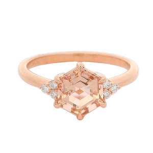 Coloured Stone Rings 1: Hexagon Morganite and Diamond Ring