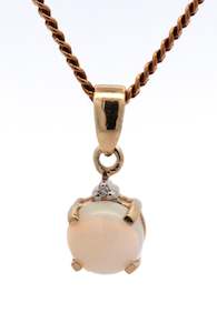 Opal & Diamond Round Pendant