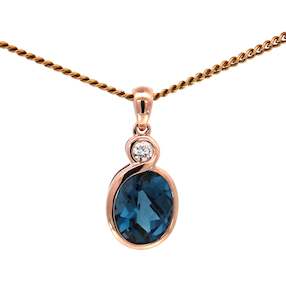 Coloured Stone Pendants: Oval & Diamond Pendant
