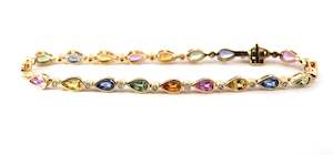 Bracelets 1: Multi Sapphire Pear & Diamond Chain Bracelet