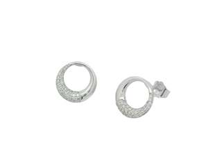 Pave Set Diamond Circle Earrings