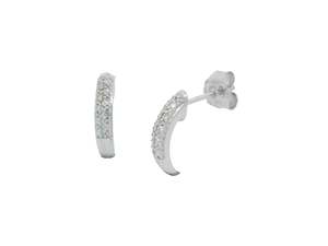 Pave Set Diamond Half Hoop Earrings