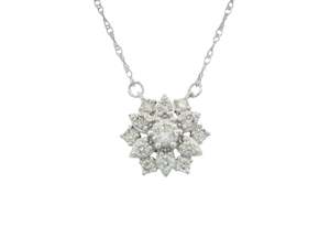 Diamond Flower Cluster Necklace with Chain