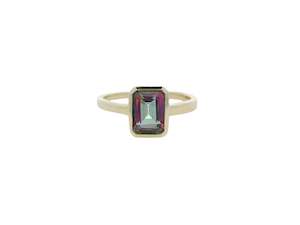 Emerald Cut Rubover Dress Ring