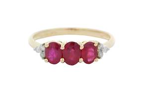 Ruby & Diamond 3 Stone Ring