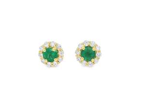 Emerald & Diamond Cluster Drop Earrings