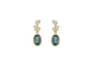 Oval & Diamond Drop Earrings