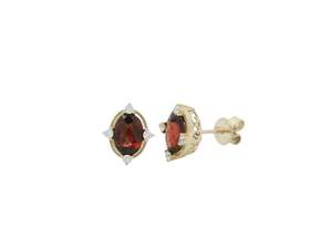 Coloured Stone Earrings: Oval Milgrain Stud Earrings