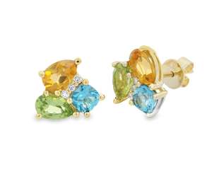 Coloured Stone Earrings: Colour Burst Cluster Earrings