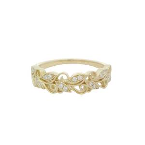 Floral Filigree Diamond Band Ring