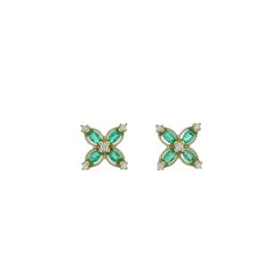 Studs: Emerald & Diamond Stud Earrings