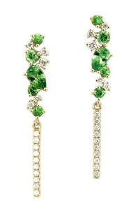 Tsavorite and Diamond Tassle Earrings